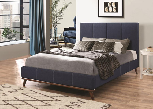 Charity Blue Upholstered Full Bed