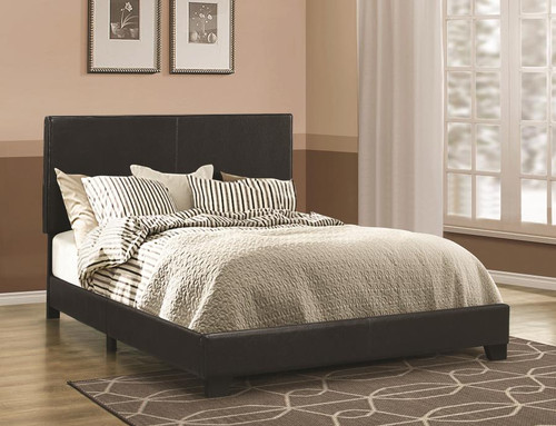 Dorian Brown Faux Leather Upholstered Queen Bed