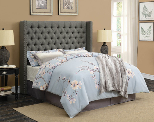 Bancroft Demi-Wing Upholstered Full Bed Grey