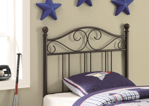 Transitional Brown Metal Twin Headboard