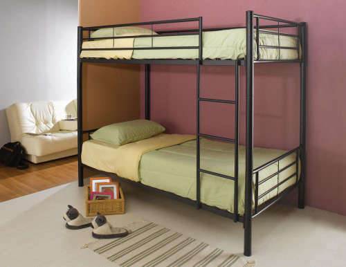 Denley Black Metal Twin-over-Twin Bunk Bed