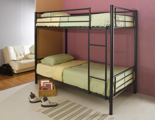 Denley Black Metal Twin-over-Twin Bunk Bed