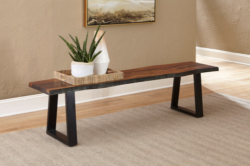 Ditman Live Edge Dining Bench Grey Sheessam And Black