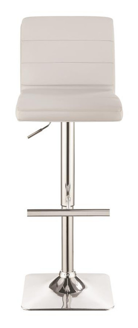 Contemporary Adjustable White Bar Stools, Set of Twowith Chrome Finish