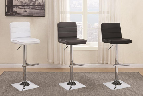 Contemporary Chrome Adjustable Bar Stools, Set of Two