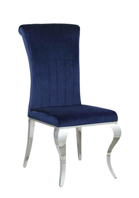 Ink Blue Carone Upholstered Side Chairs Ink Blue And Chrome (Set of 4)