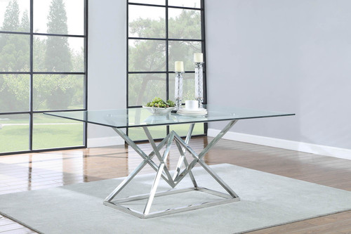 Beaufort Rectangle Glass Top Dining Table Chrome