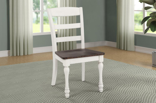 Madelyn Ladder Back Side Chairs Dark Cocoa And Coastal White (Set of 2)