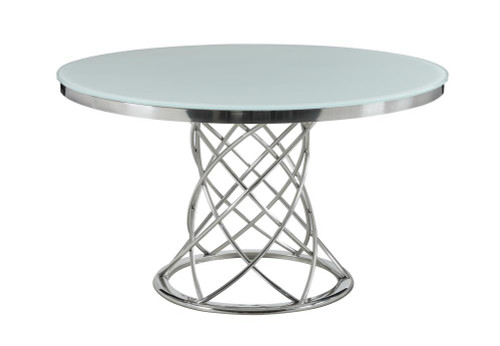 Irene Round Glass Top Dining Table White And Chrome (110401)