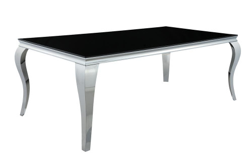 Carone Rectangular Glass Top Dining Table Black And Chrome