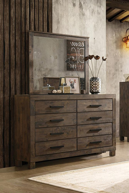 Woodmont Collection Woodmont Rectangle Mirror Rustic Golden Brown (dresser sold separately)