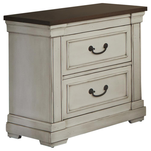 Hillcrest 2-drawer Nightstand Dark Rum And White