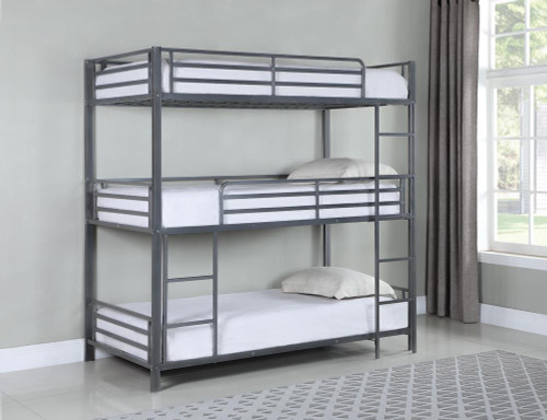 Maynard Metal Triple Twin Bunk Bed Gunmetal