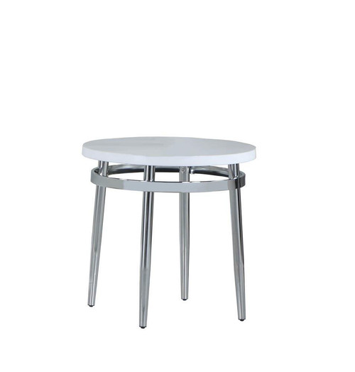 Round End Table White And Chrome
