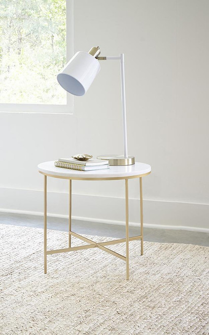 Living Room: Occasional Tables Round X-cross End Table White And Gold