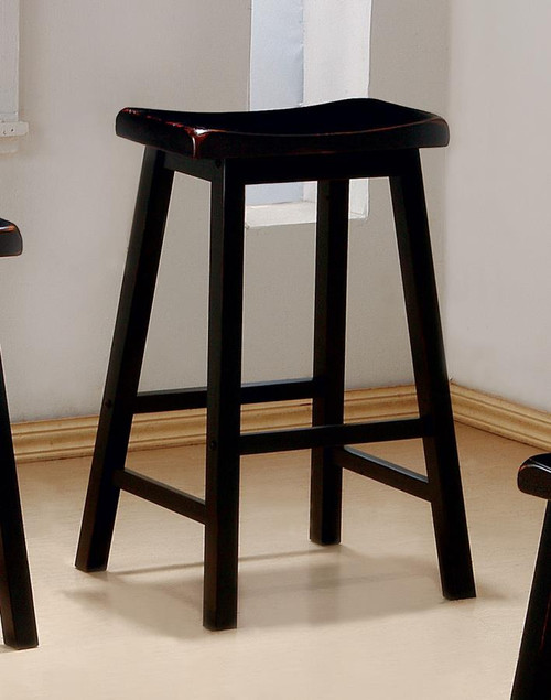 Transitional Black Bar-Height Stools, Set of Two