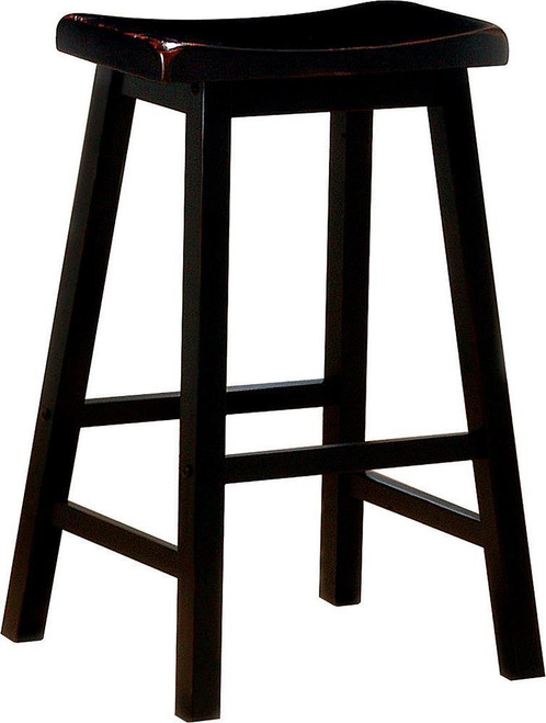 Transitional Black Bar-Height Stools, Set of Two