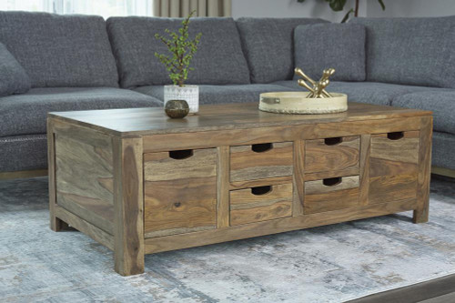 Persia 6-drawer Storage Coffee Table Natural Sheesham