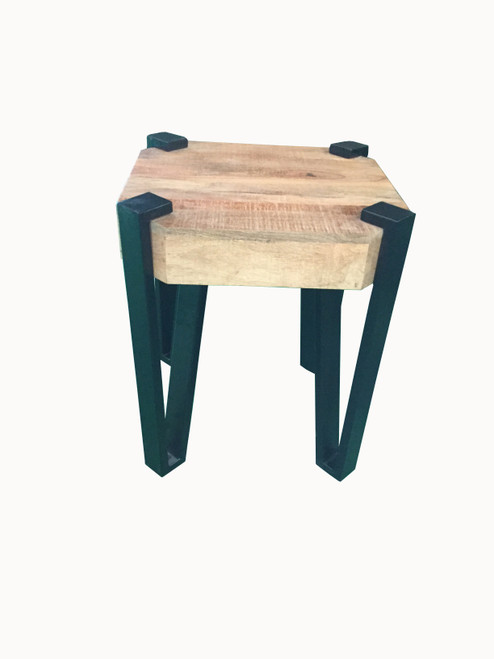 Wooden Square Top End Table Natural And Matte Black