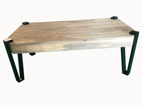 Wooden Rectangular Top Coffee Table Natural And Matte Black