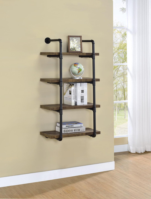Home Office : Bookcases 24-inch Wall Shelf Black And Rustic Oak