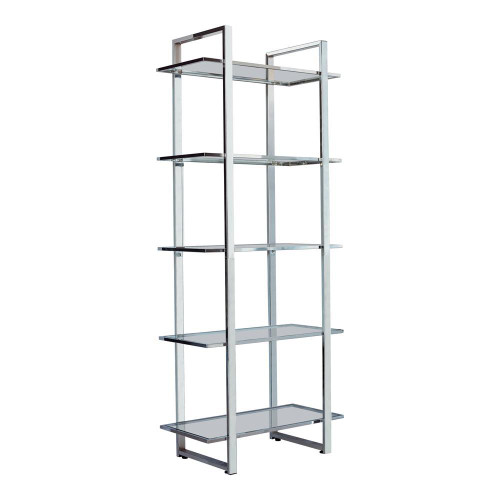 Hartford Glass Shelf Bookcase Chrome