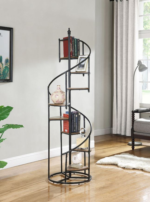 8-shelf Staircase Bookcase Rustic Brown And Black