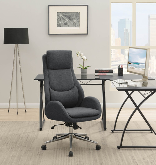 Grey - Upholstered Office Chair With Padded Seat Grey And Chrome