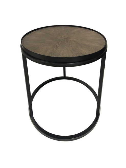 Round End Table Weathered Elm And Gunmetal