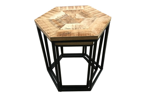 2-piece Hexagon Nesting Tables Natural And Black