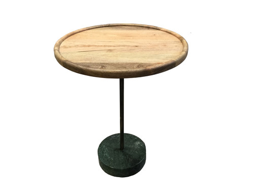 Round Marble Base Accent Table Natural And Green