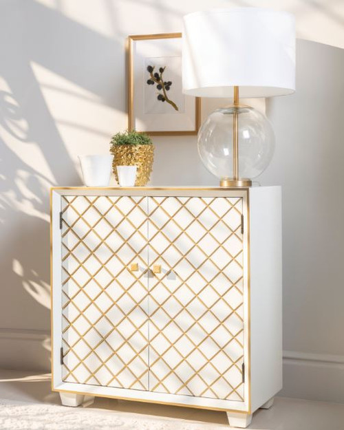 2-door Accent Cabinet White And Gold