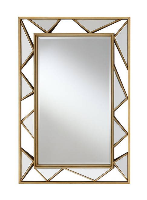 Rectangular Geometric Wall Mirror Gold