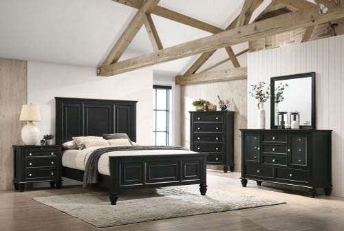 Sandy Beach Collection Sandy Beach Queen Panel Bed With High Headboard Black