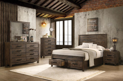 Woodmont Collection Woodmont Eastern King Storage Bed Rustic Golden Brown