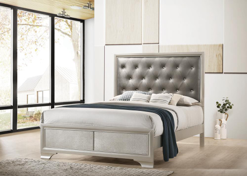 Salford Collection Charcoal Grey Salford Eastern King Panel Bed Metallic Sterling And Charcoal Grey (222721KE)