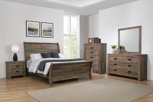 Frederick Collection Frederick Eastern King Sleigh Panel Bed Weathered Oak