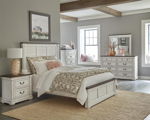 Hillcrest 5-piece Queen Panel Bedroom Set White And Dark Rum (223351Q-S5)