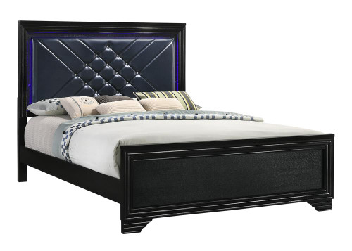 Penelope Collection Mid Night Star Penelope Eastern King Bed With Led Lighting Black And Midnight Star (223571KE)