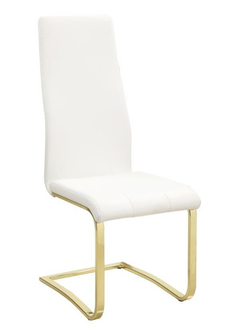 Chanel Modern White and Rustic Brass Side Chairs (4)