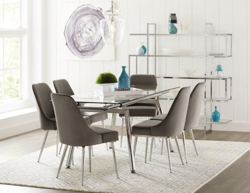 Sonnett Rectangular Expandable Glass Top Dining Table Gray