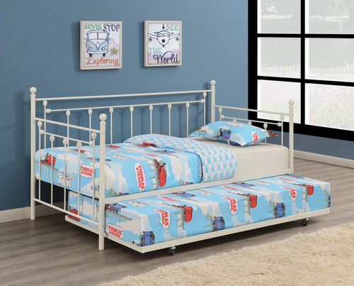 Metal Twin Daybed With Trundle White