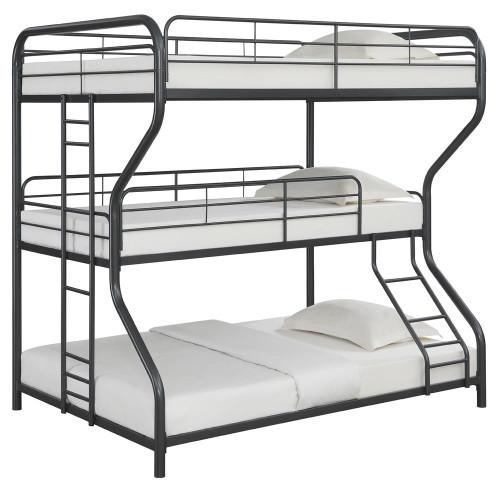 Garner Triple Full/twin Over Full Bunk Bed With Ladder Gray