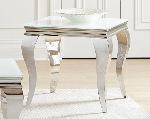 Luna Square End Table White and Chrome