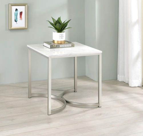 End Table Satin Nickel White