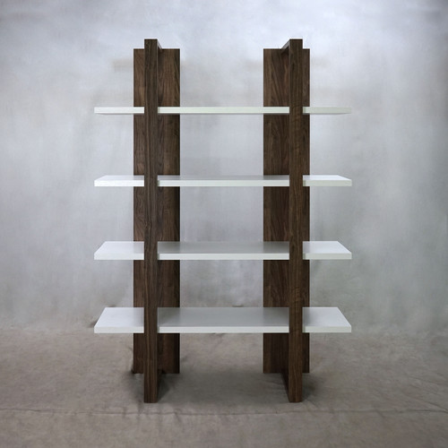 Bookcase With 4 Full-length Shelves Walnut/white