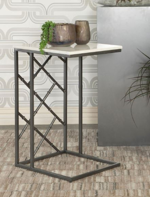 Angeliki Accent Table with Marble Top White