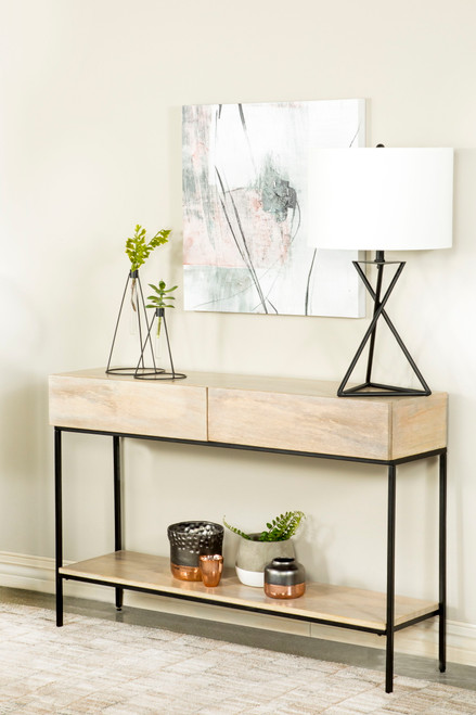 Rubeus 2-drawer Console Table with Open Shelf White Washed