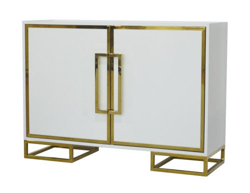 Accent Cabinet With Gold Metal Base White