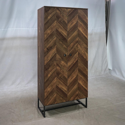 Accent Cabinet With Herringbone Pattern Brown